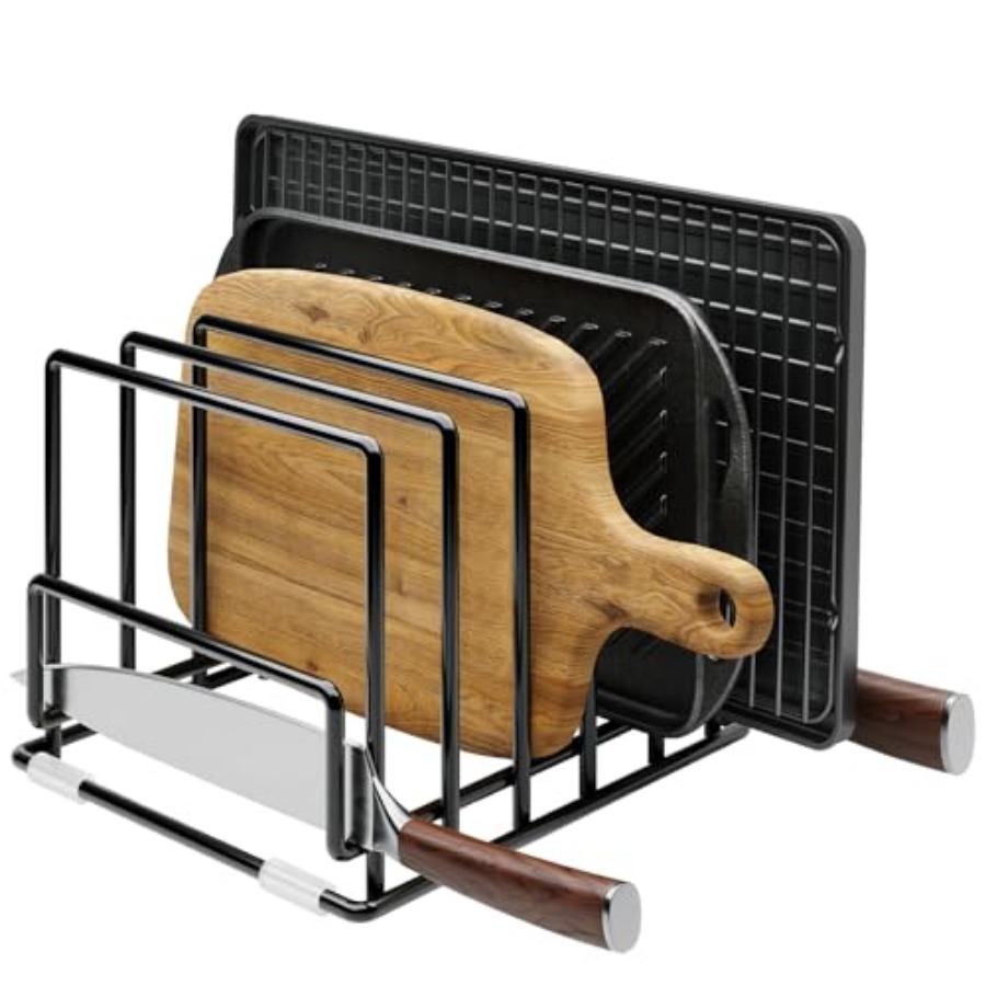 Kitchen Cabinet Baking Sheet Organizer - Cutting Board Organizer Rack with 7
