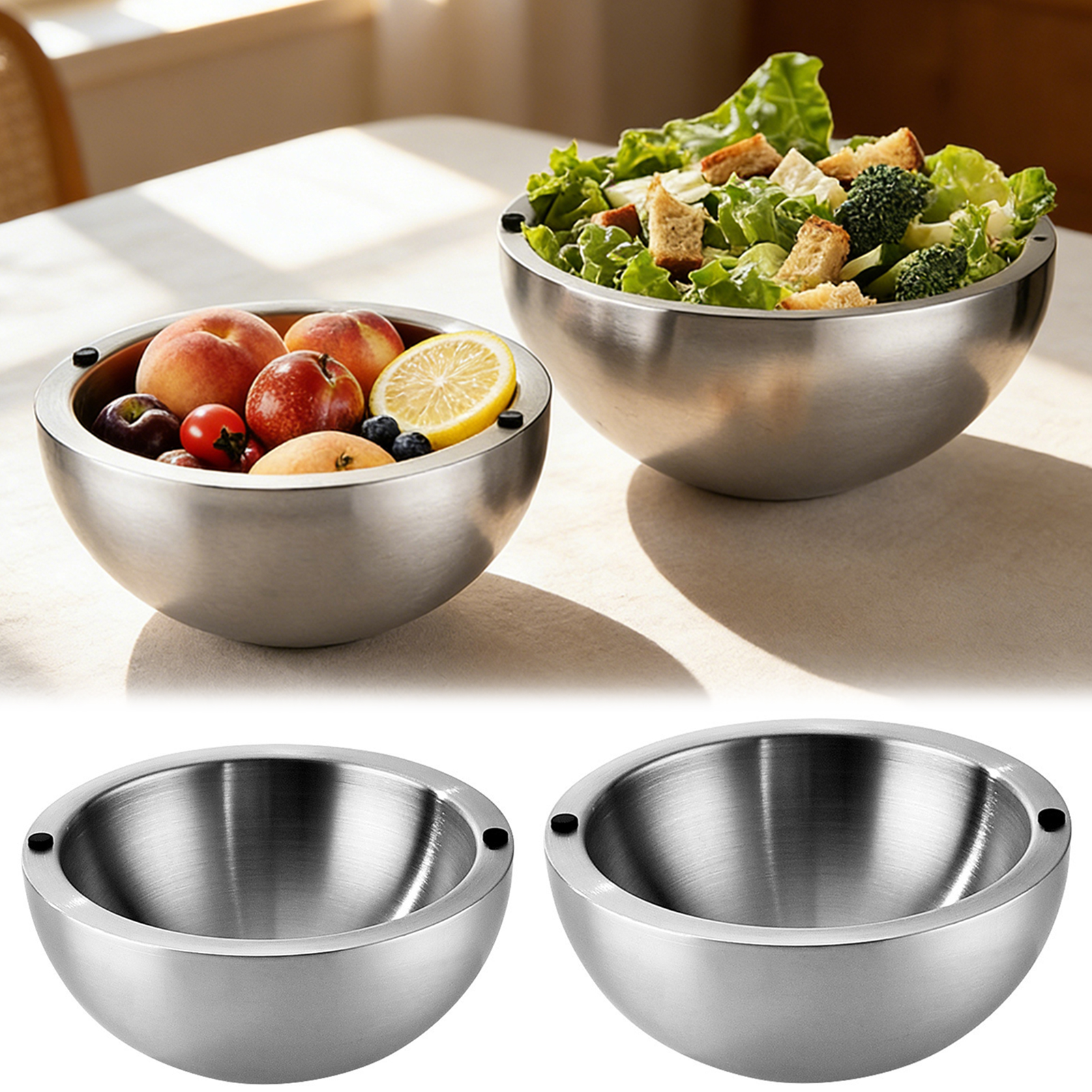 Kitchen Baking Bowls - 304 Thickened Salad Mixing Bowls Stainless