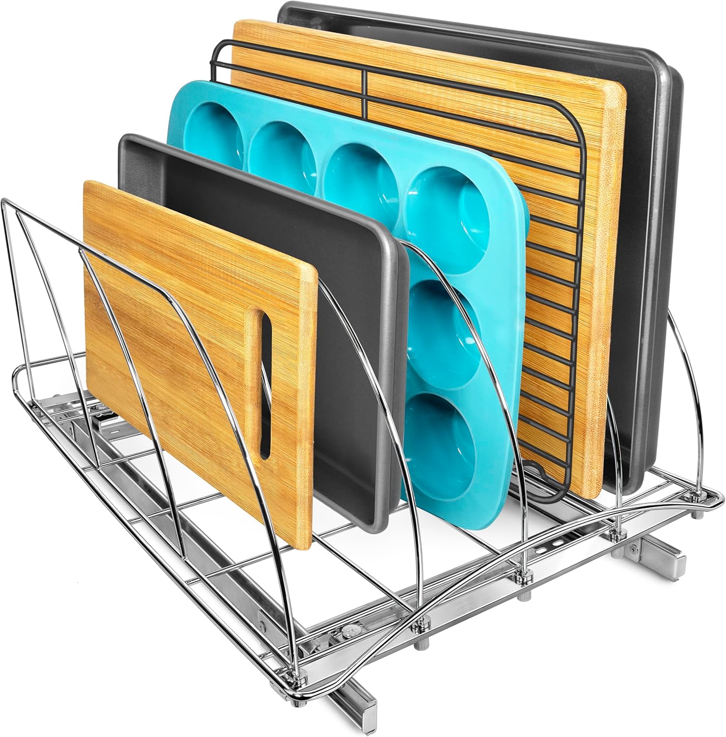 Kitchen Cabinet Baking Sheet Organizer - Pull Out Cutting Board, Baking Pan,