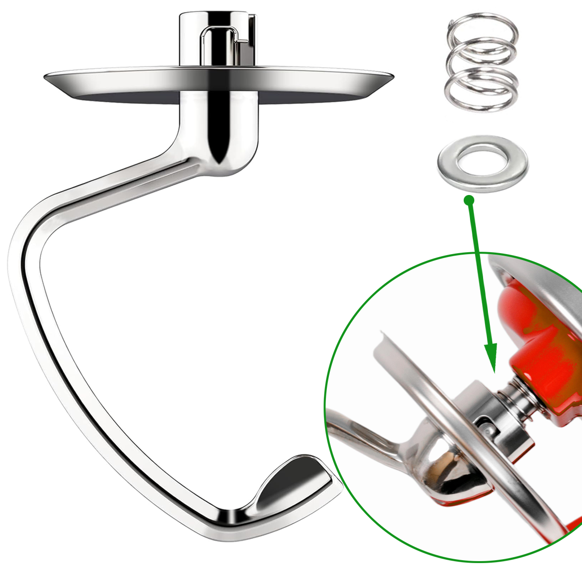 Kitchenaid Baking Set - Stainless Steel Dough Hook With Spring&Washer