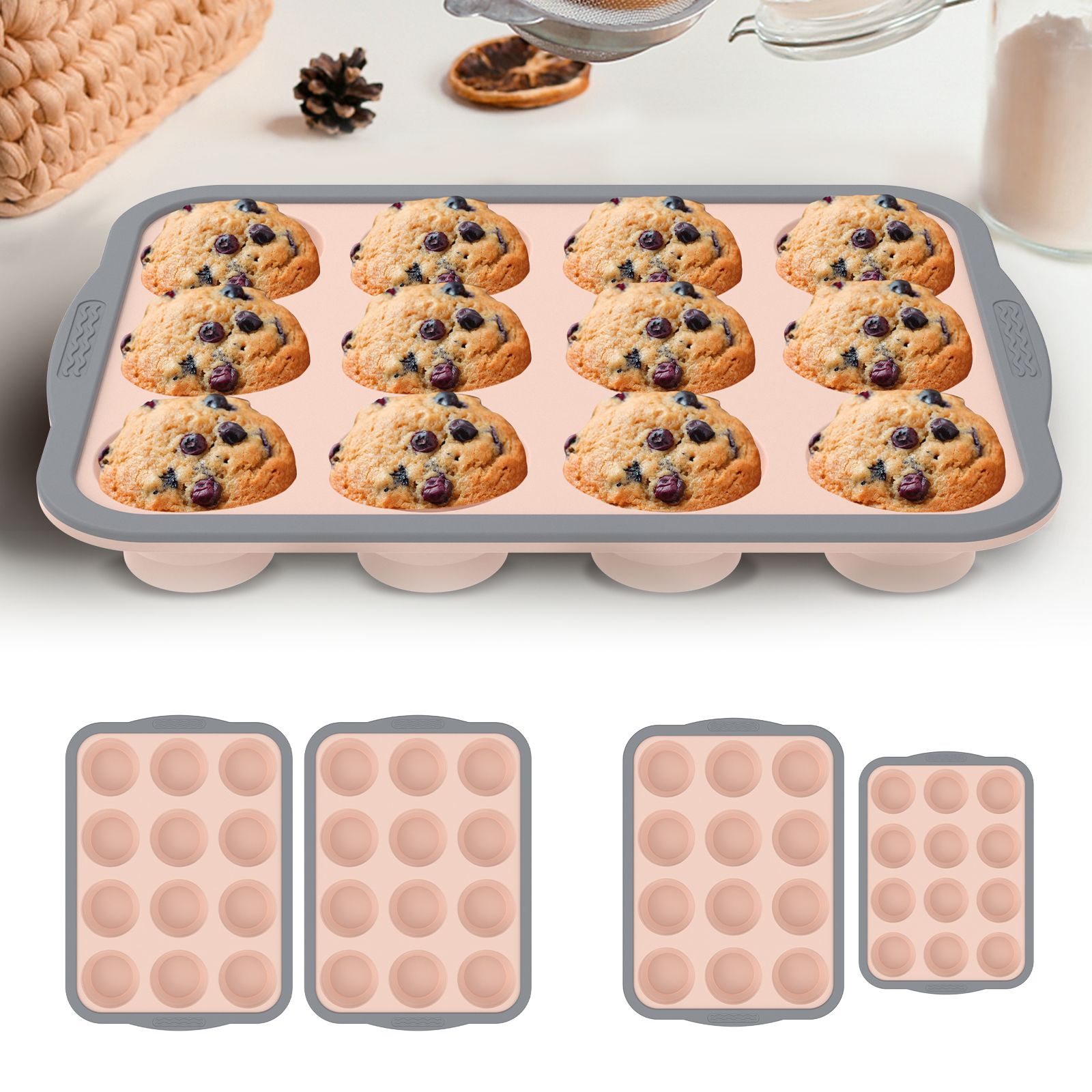 Kitchen Baking Tins - 2/3Pcs Silicone Cake Mold 6/12 Holes