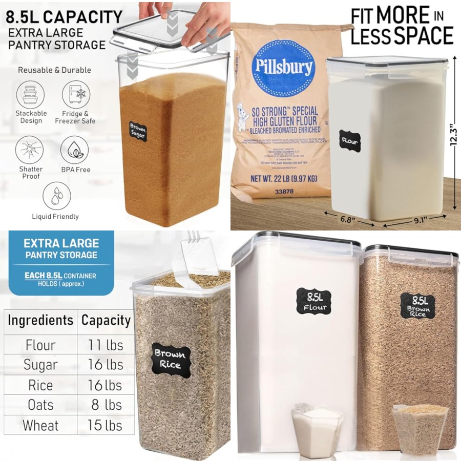Kitchen Baking Organization - 8.5L/287Oz Extra Large Airtight Food Storage
