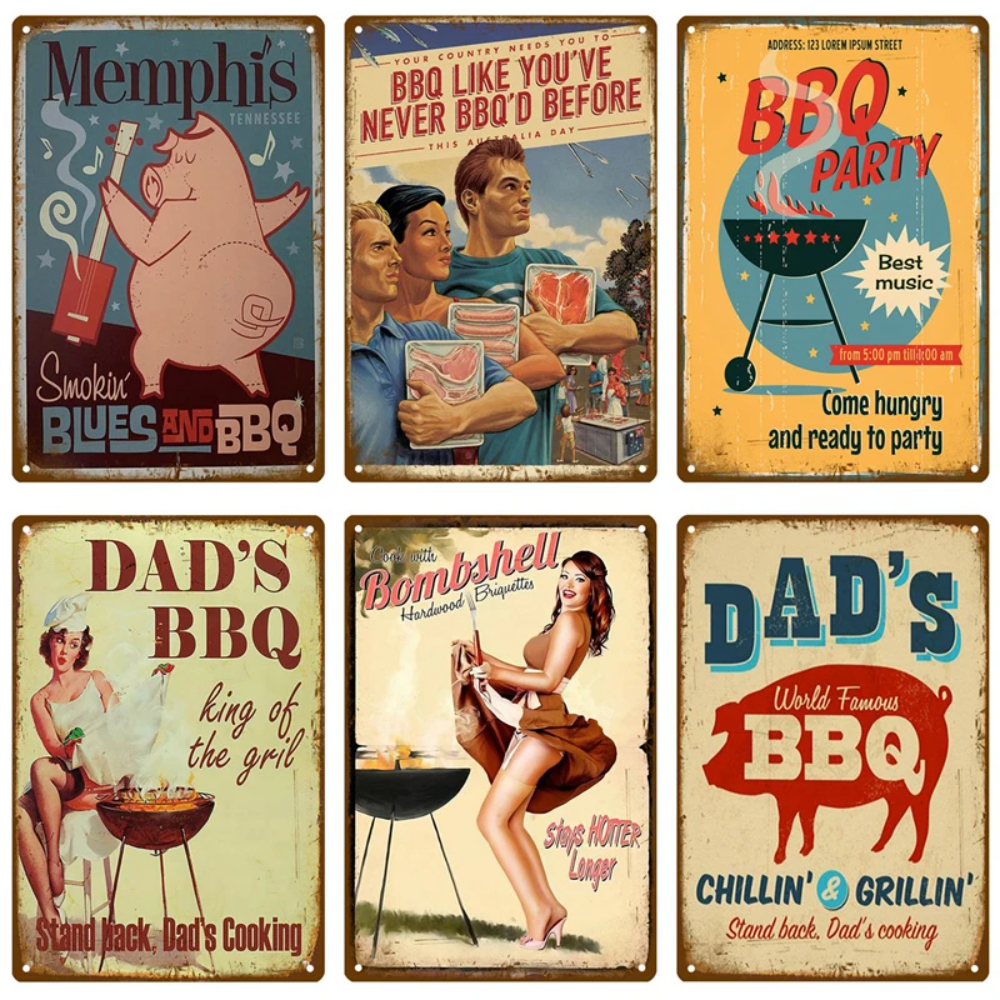 Kitchen Uncle - Retro BBQ Sign - Vintage Wall
