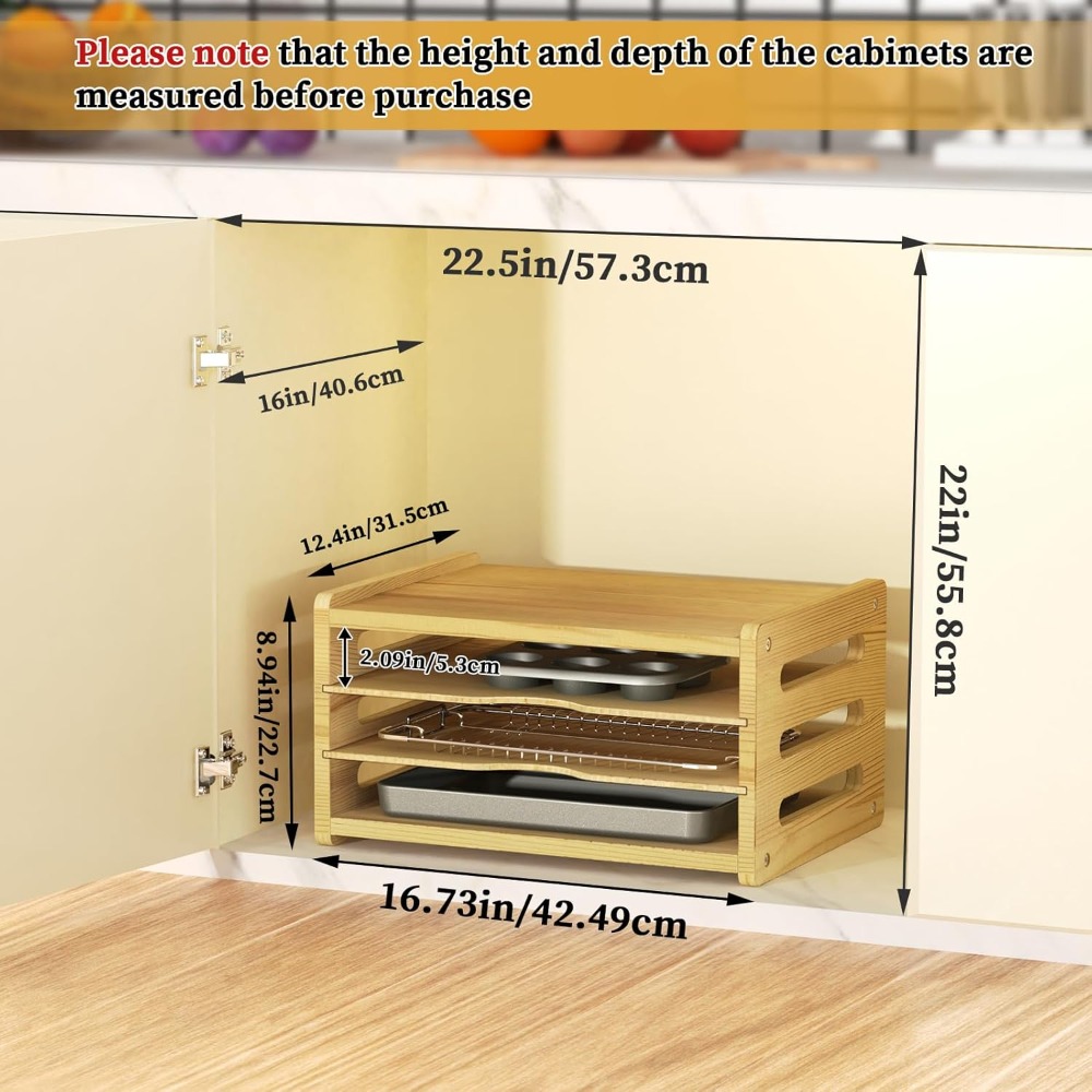 Wooden Cabinet Tray Dividers,  - Kitchen Cabinet Baking Sheet Organizer 리뷰 및 가격