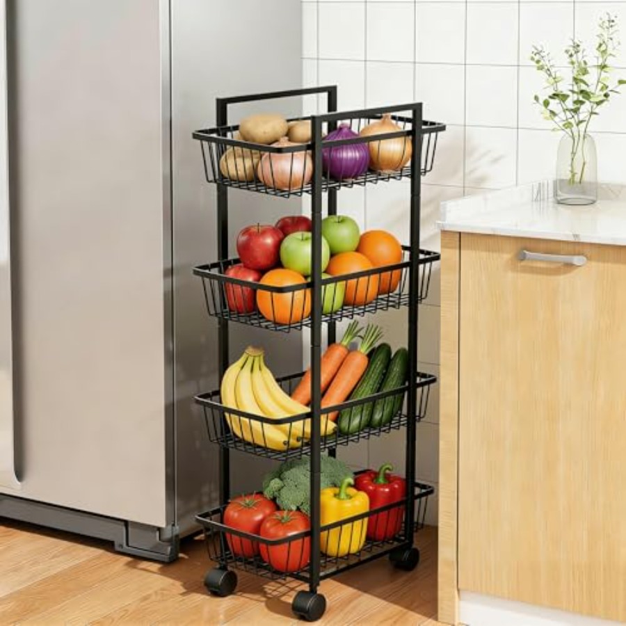 Rolling Fruit Vegetable Basket - Kitchen Baking Cart 리뷰 및 가격