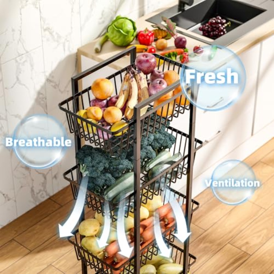 Rolling Fruit Vegetable Basket - Kitchen Baking Cart 리뷰 및 가격