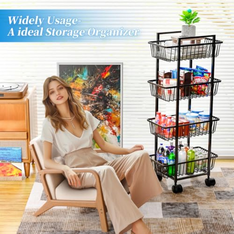 Rolling Fruit Vegetable Basket - Kitchen Baking Cart 리뷰 및 가격