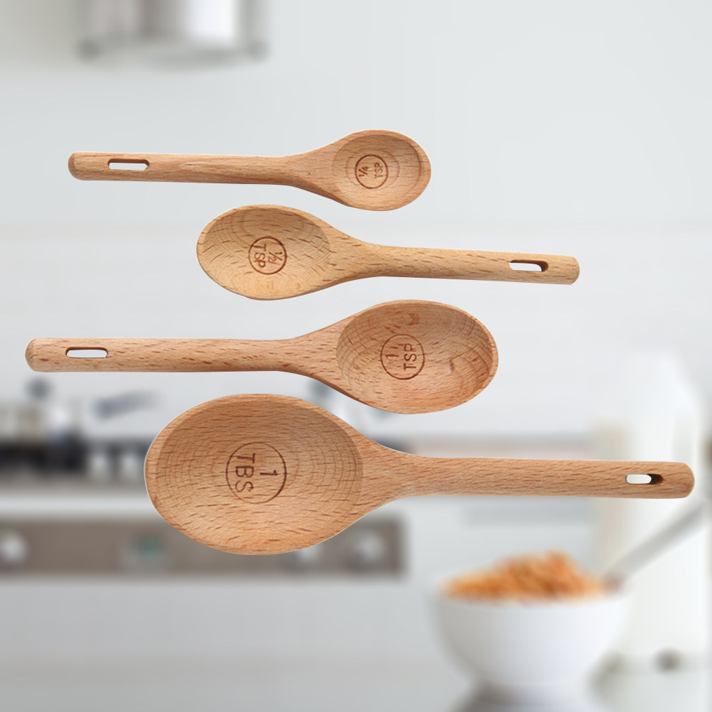 4Pcs Wooden Measuring Spoons S - Baking (Kitchen Ingredient) 리뷰 및 가격