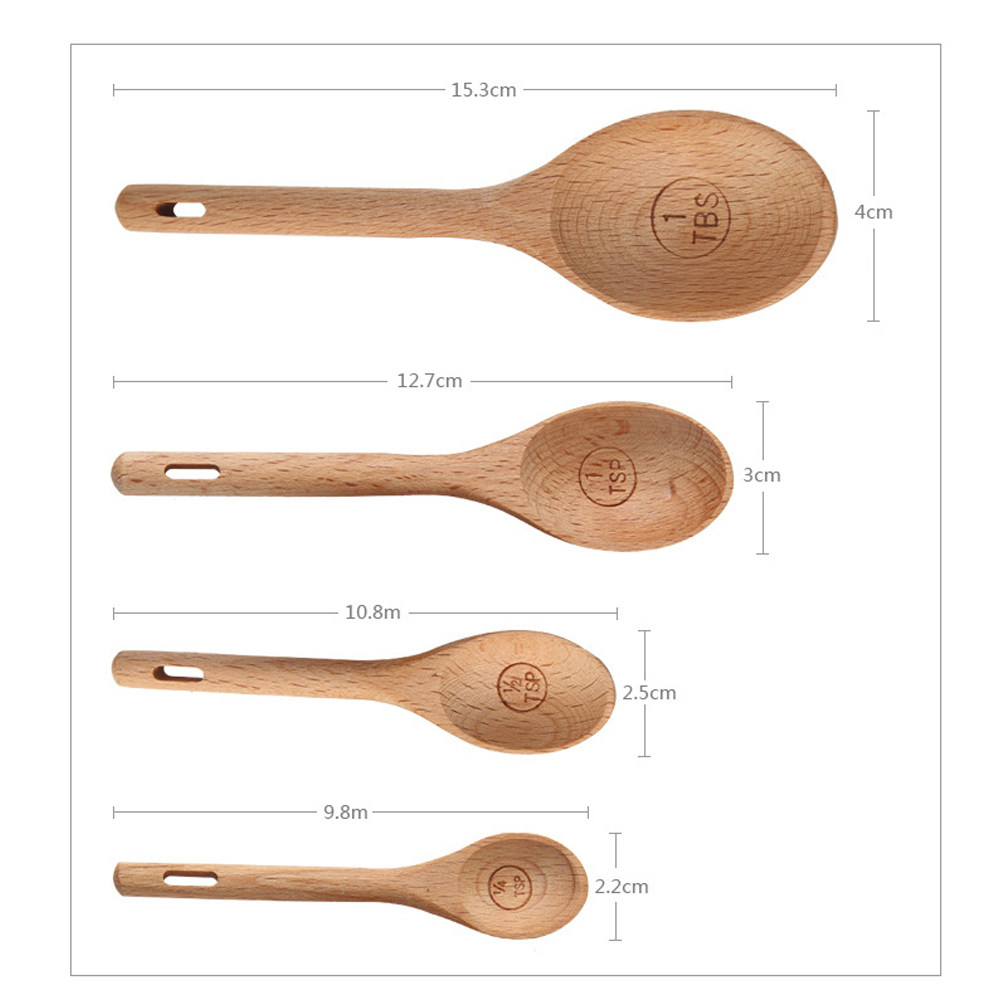4Pcs Wooden Measuring Spoons S - Baking (Kitchen Ingredient) 리뷰 및 가격