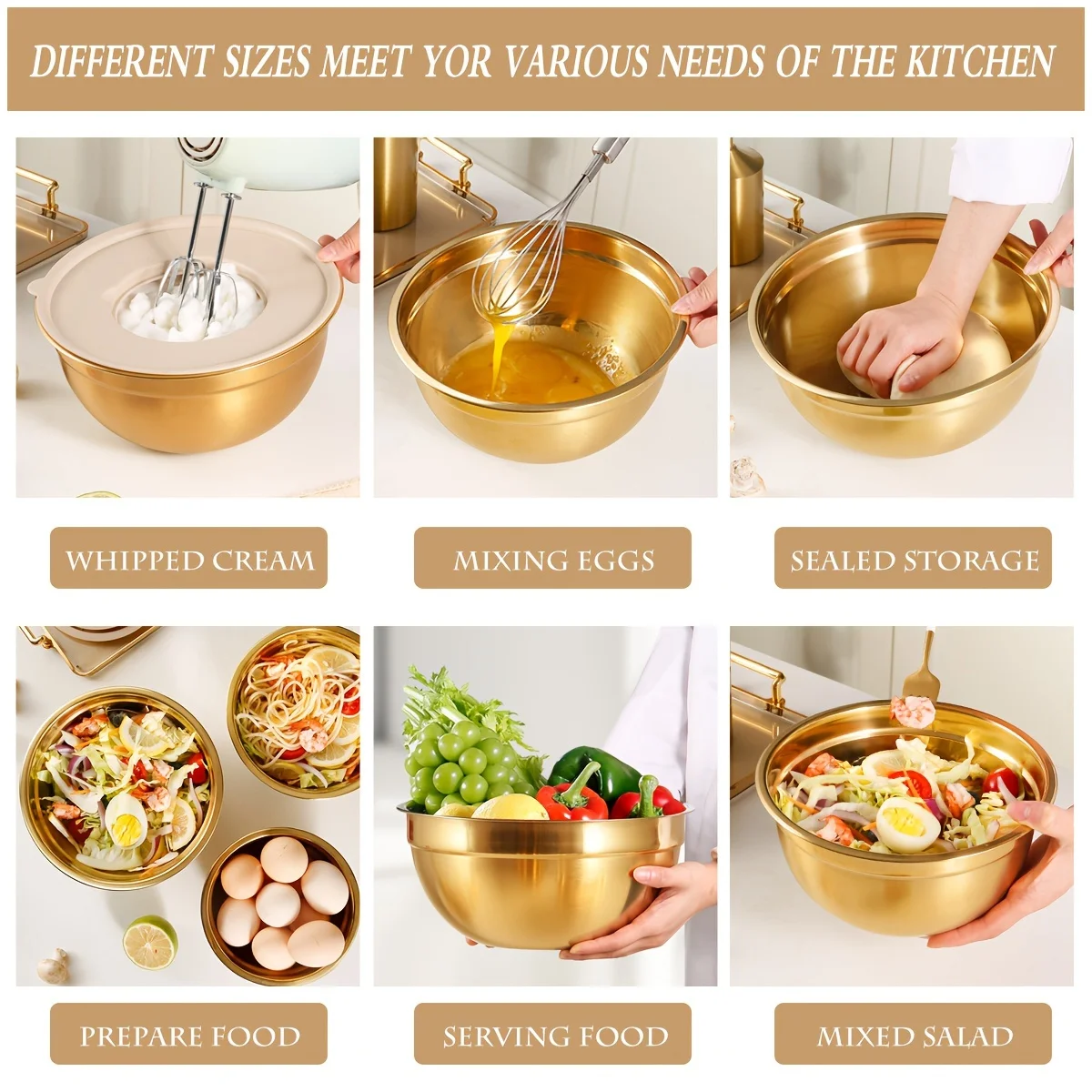 10-piece gold stainless steel  - Kitchen Baking Bowls 리뷰 및 가격