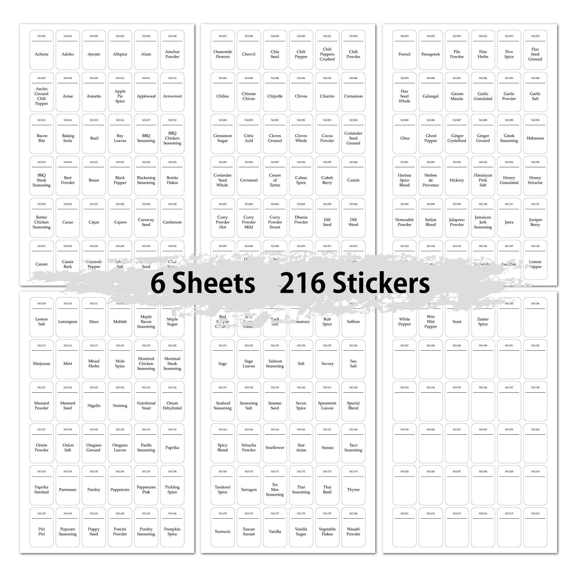216pcs Kitchen Spice Jar Label - Kitchen.Baking Labels 리뷰 및 가격