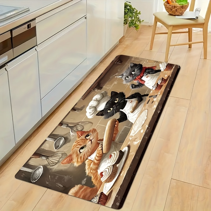Cute Chef Cat Kitchen Long Mat - Kitchen Living Baking Mats 리뷰 및 가격