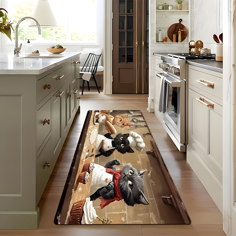 Cute Chef Cat Kitchen Long Mat - Kitchen Living Baking Mats 리뷰 및 가격