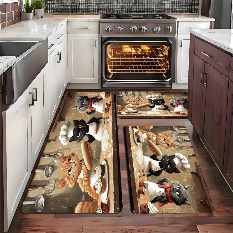 Cute Chef Cat Kitchen Long Mat - Kitchen Living Baking Mats 리뷰 및 가격