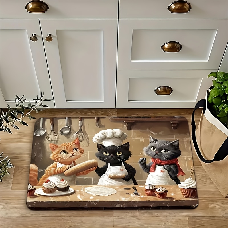 Cute Chef Cat Kitchen Long Mat - Kitchen Living Baking Mats 리뷰 및 가격