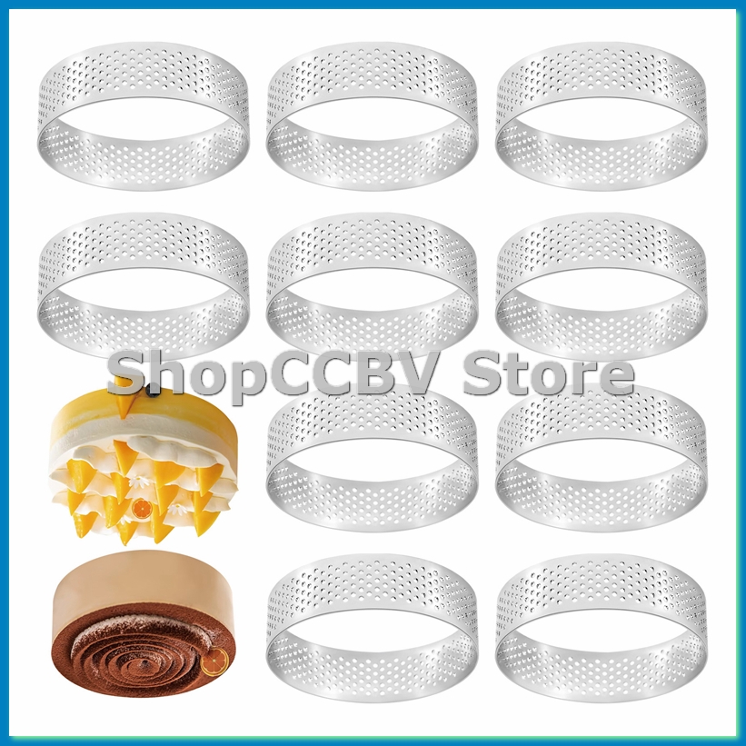 10Pcs Circular Tart Rings with - Kitchen Baking Cake 리뷰 및 가격