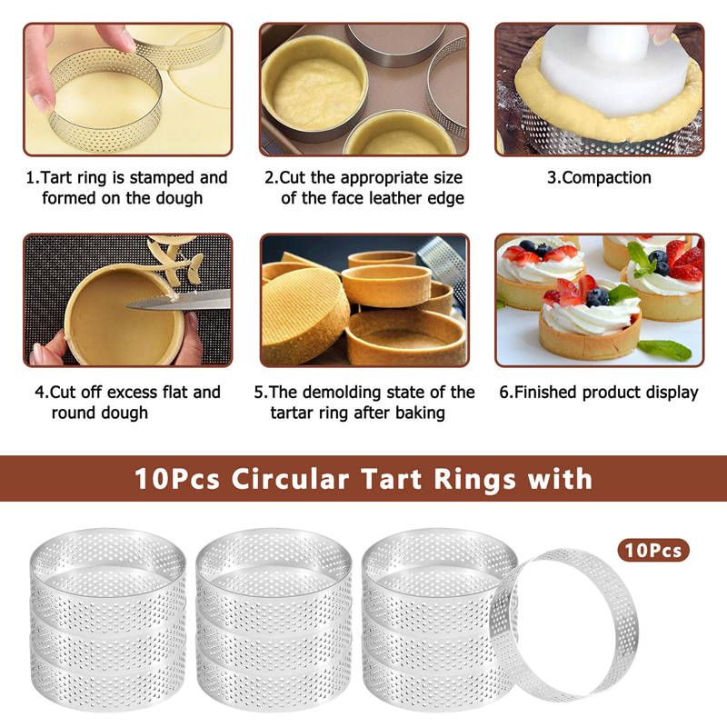 10Pcs Circular Tart Rings with - Kitchen Baking Cake 리뷰 및 가격