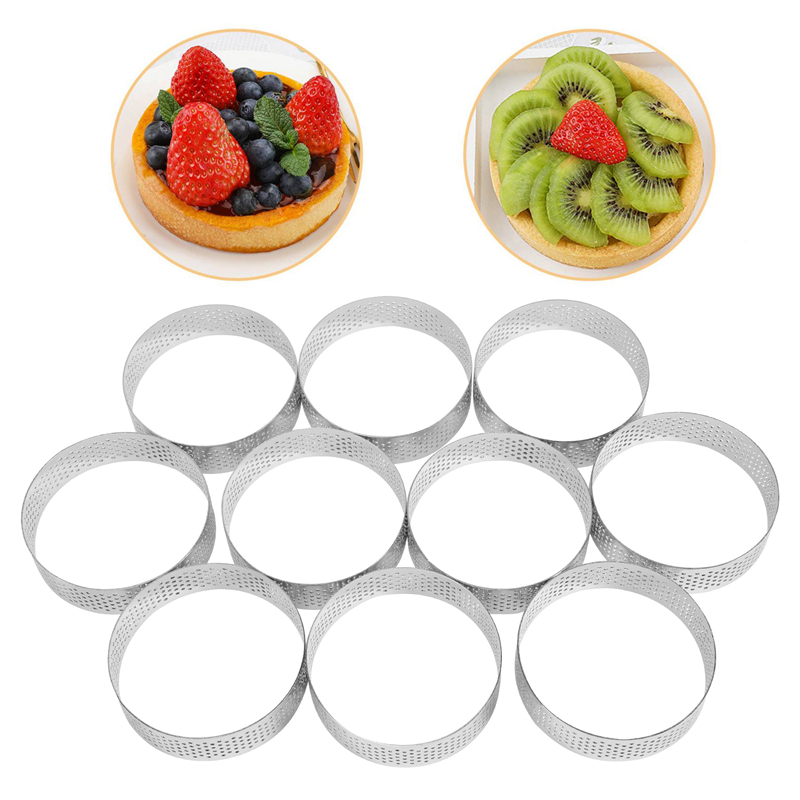 10Pcs Circular Tart Rings with - Kitchen Baking Cake 리뷰 및 가격