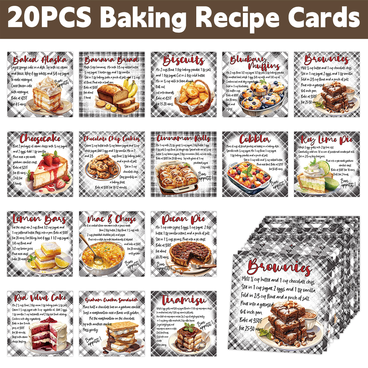 20pcs Plaid Design Baking Dess - Baking (Kitchen Ingredient) 리뷰 및 가격