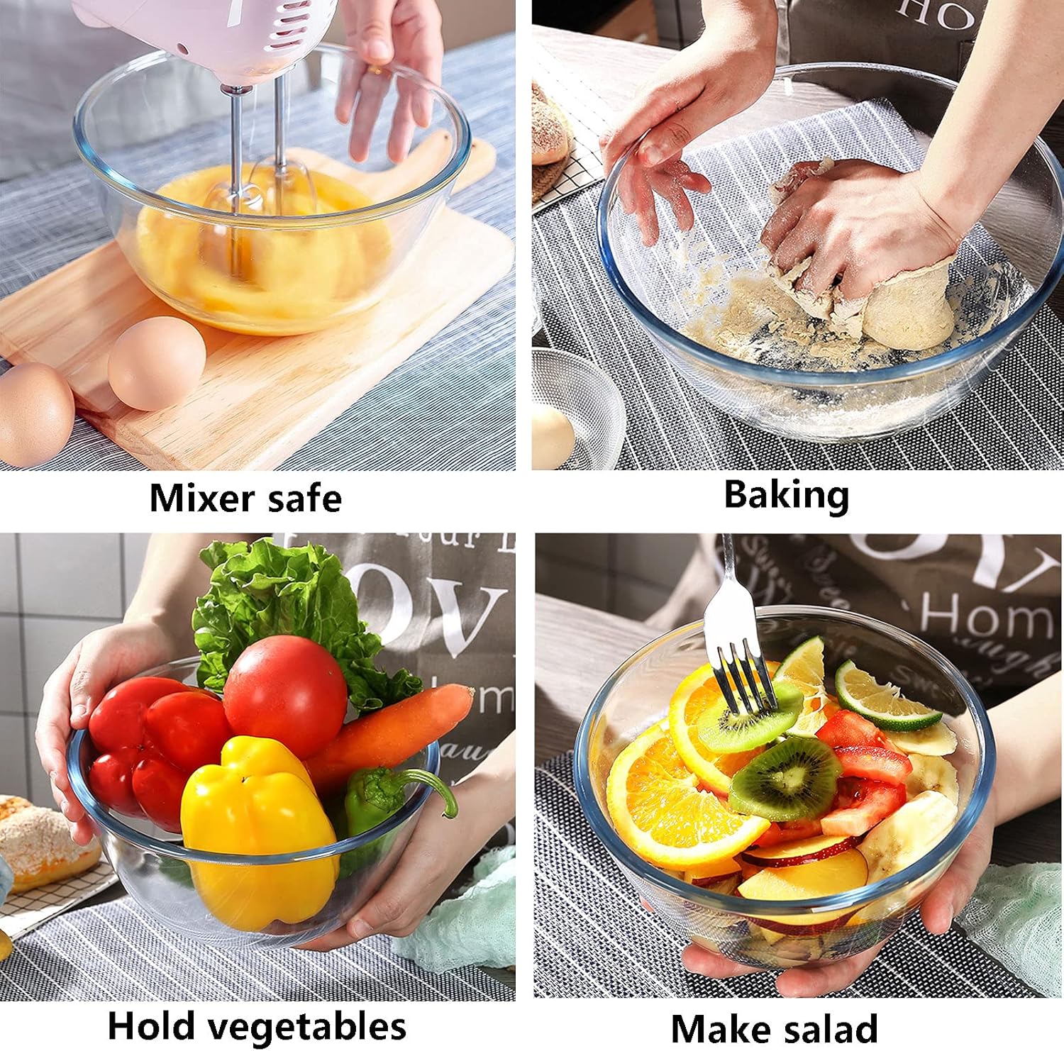 Glass Mixing Bowl Set of 3 for - Kitchen Baking Bowls 리뷰 및 가격