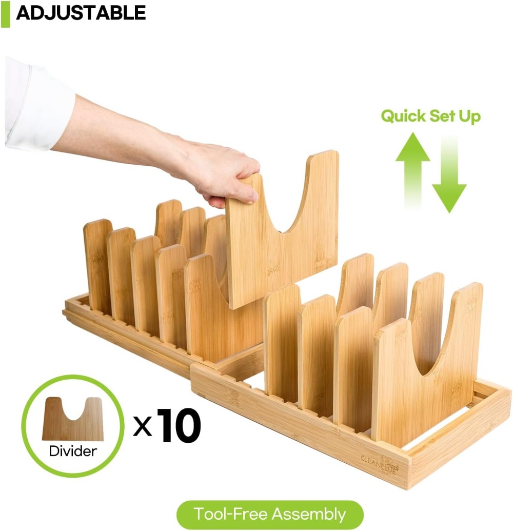 Expandable Bamboo Pots and Pan - Kitchen Cabinet Baking Sheet Organizer 리뷰 및 가격