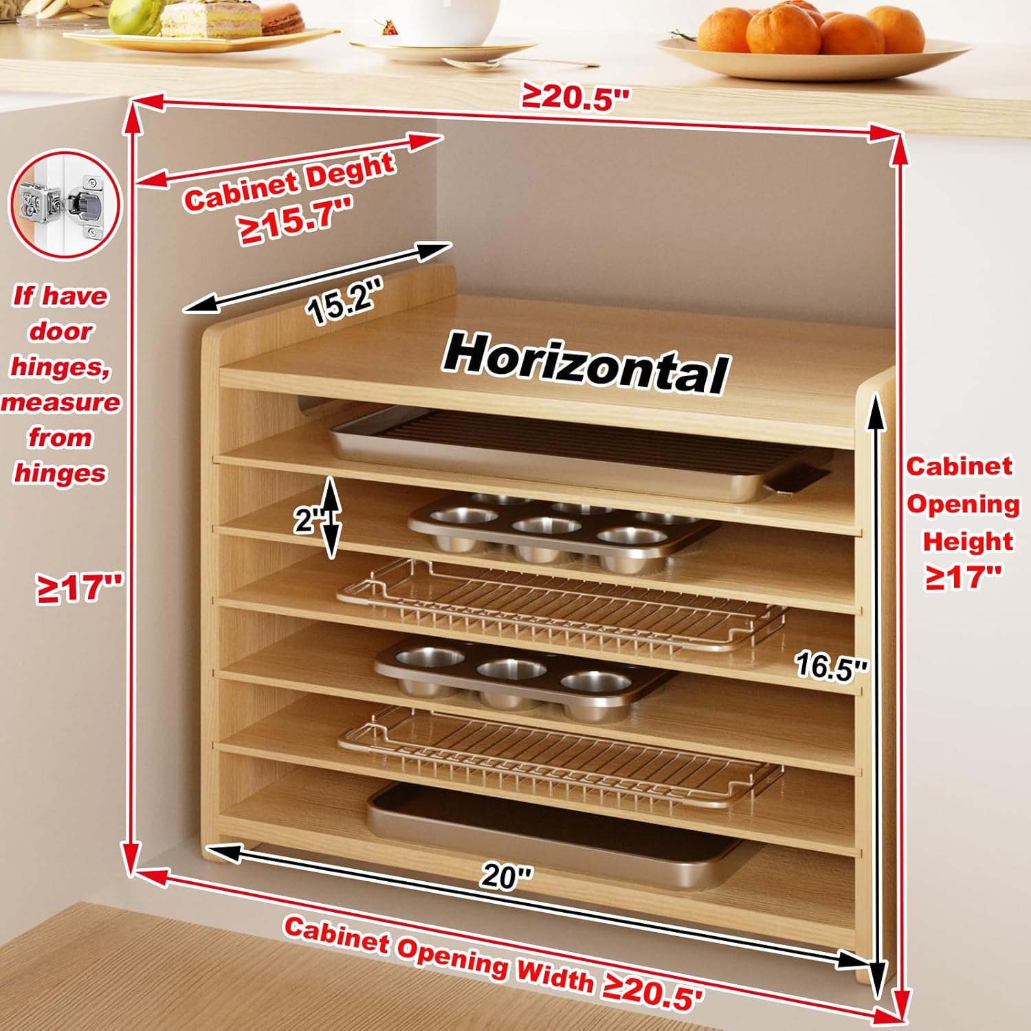 7 Tier Wooden Tray Dividers Ca - Kitchen Cabinet Baking Sheet Organizer 리뷰 및 가격