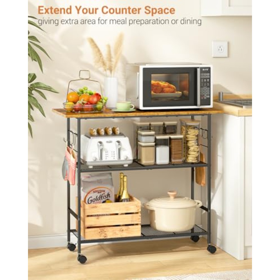 Kitchen Island with 3 Shelves, - Kitchen Baking Cart 리뷰 및 가격