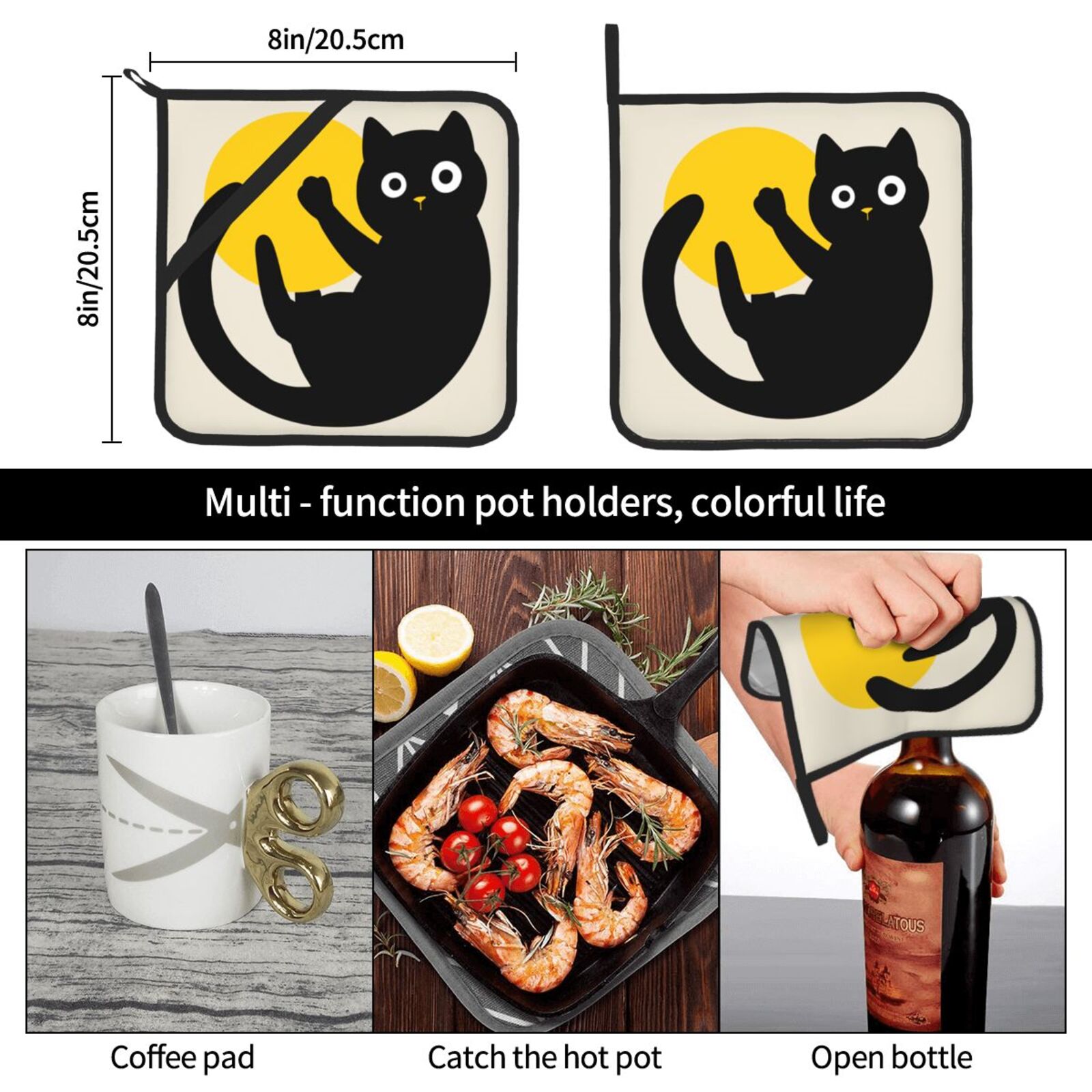 Cute Black Cat Pot Holders Set - Kitchen Baking Dishes 리뷰 및 가격