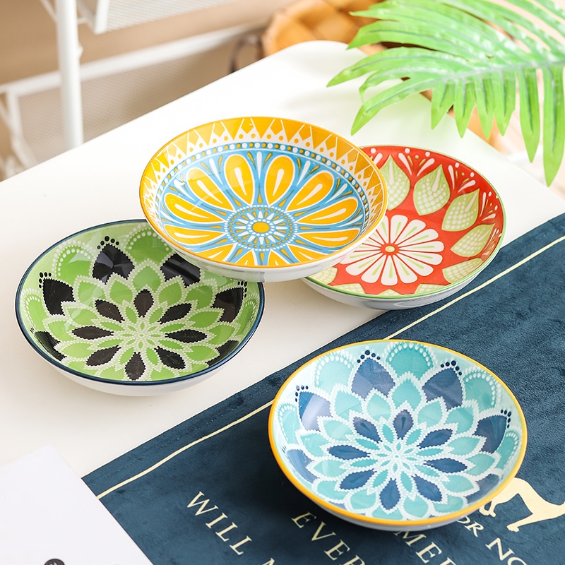 4pc Bohemian Ceramic Plate - S - Kitchen Baking Dishes 리뷰 및 가격
