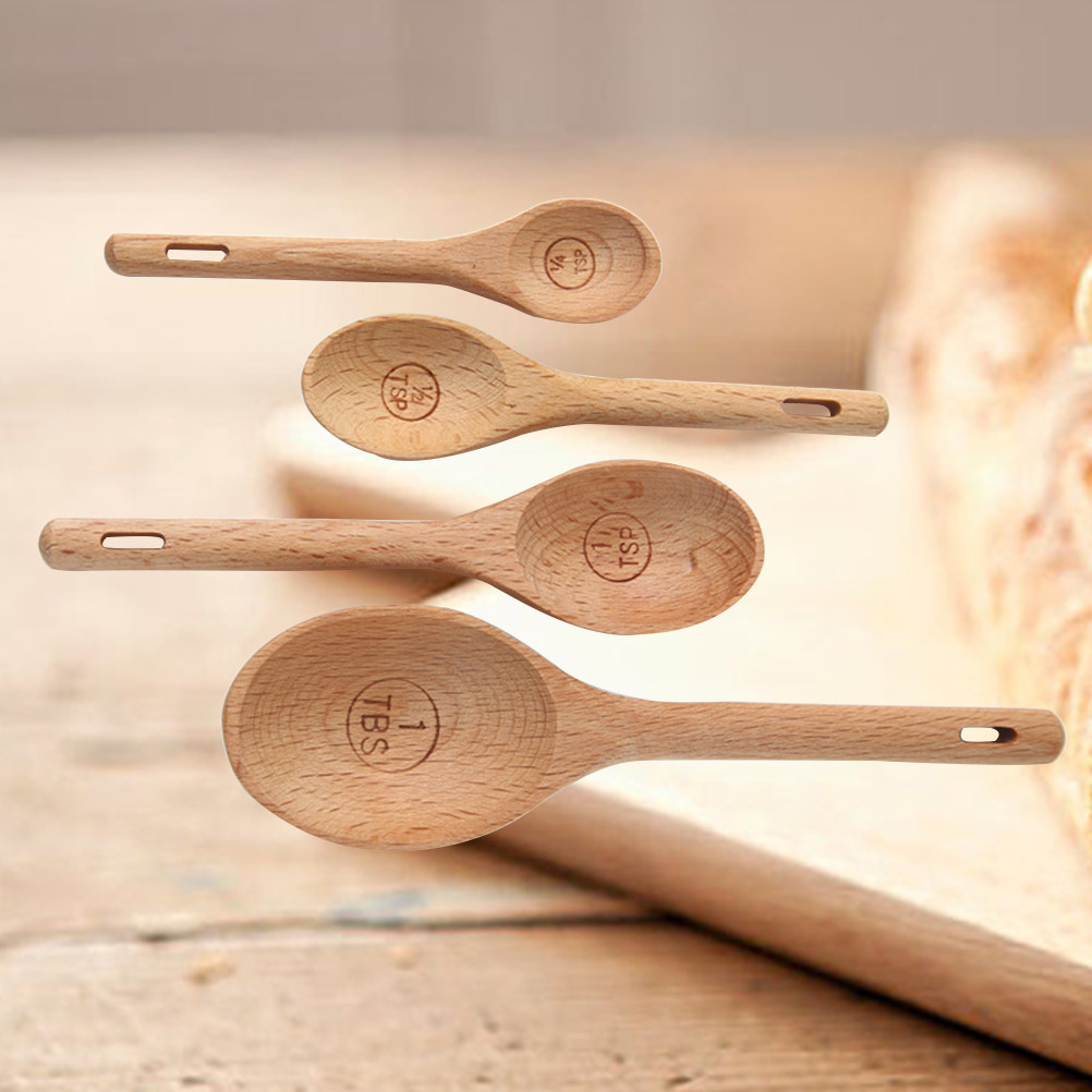 4Pcs Wooden Measuring Spoons S - Kitchen Baking Utensil Set 리뷰 및 가격