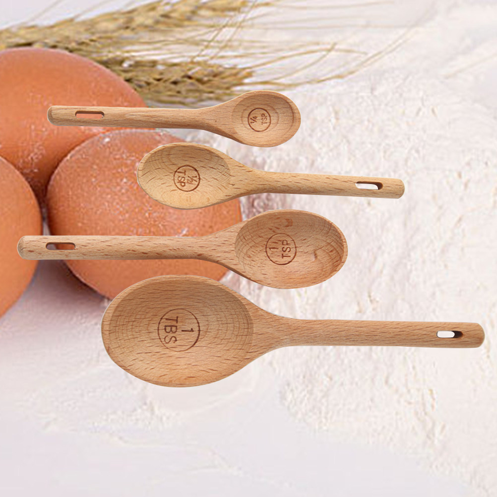 4Pcs Wooden Measuring Spoons S - Kitchen Baking Utensil Set 리뷰 및 가격