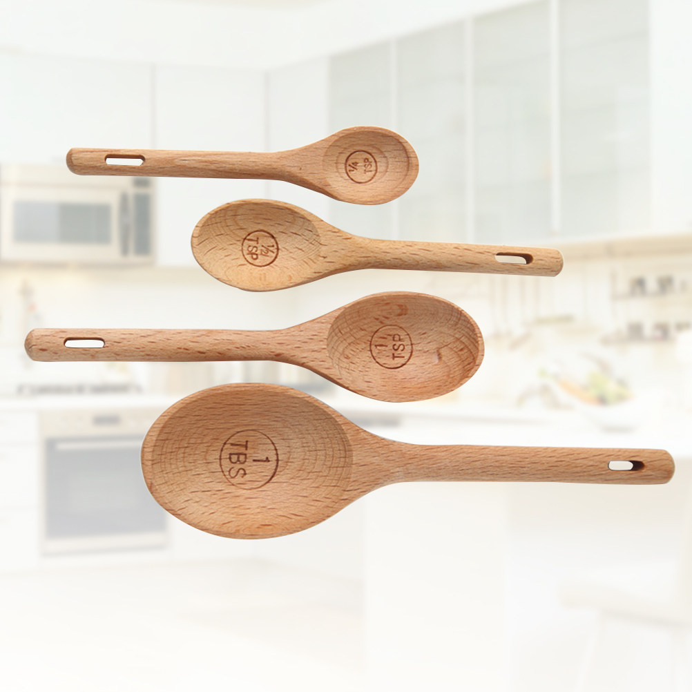 4Pcs Wooden Measuring Spoons S - Kitchen Baking Utensil Set 리뷰 및 가격