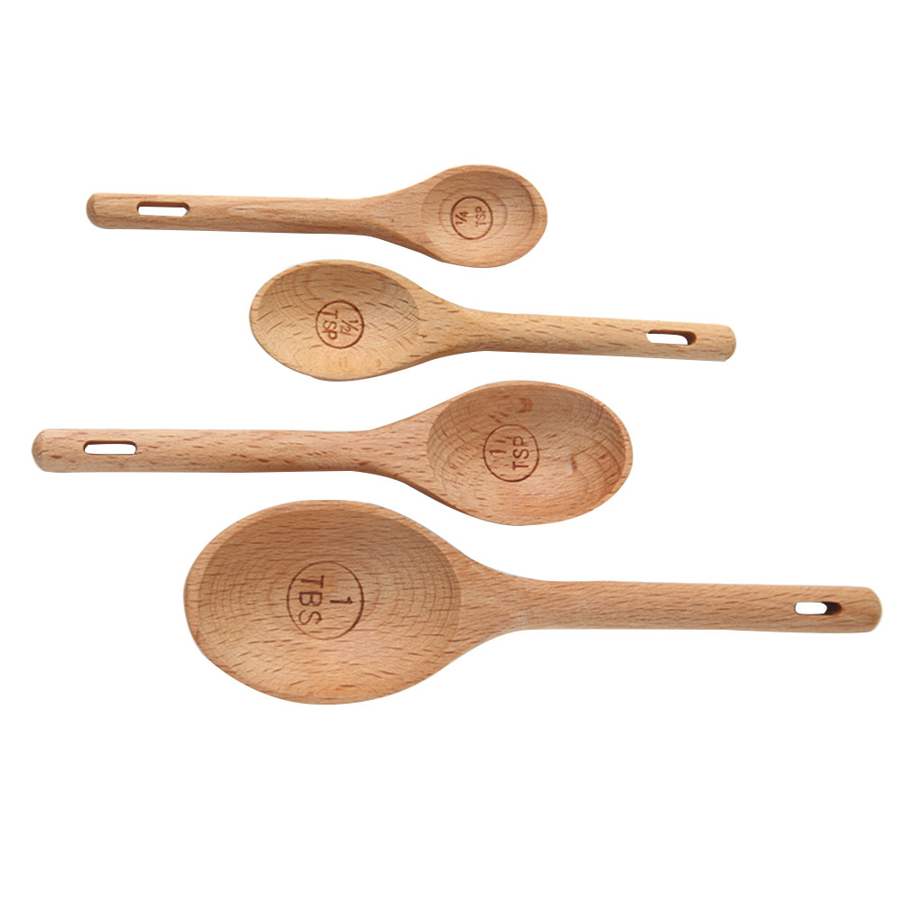 4Pcs Wooden Measuring Spoons S - Kitchen Baking Utensil Set 리뷰 및 가격